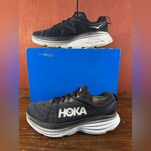 Hoka One One Bondi 8 Wide Black White Running Shoes Men’s Size US 10 2E
